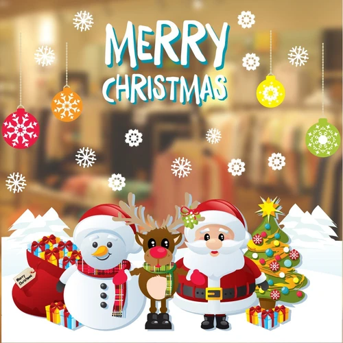 Decal trang trí ông già noel và những người bạn