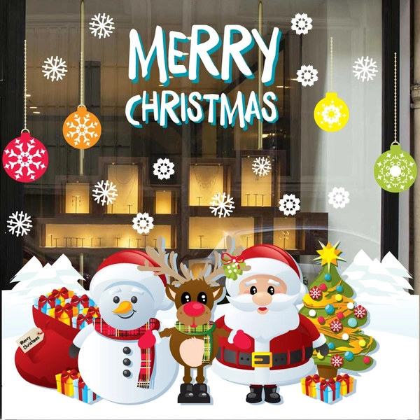 Decal trang trí ông già noel và người tuyết