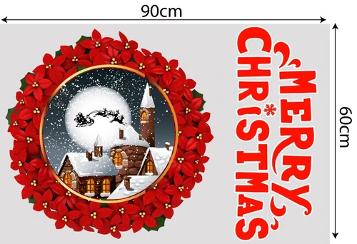 Decal trang trí combo ông già noel và hộp quà đỏ