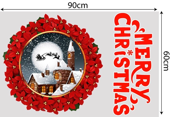Combo decal trang trí ông già noel và hộp quà đỏ