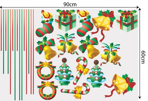 Decal trang trí combo ông già noel vui vẻ và cây thông xanh