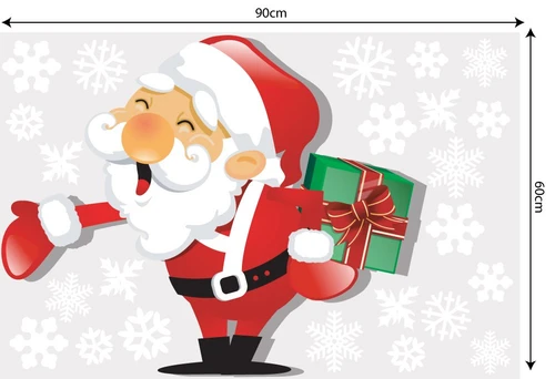 Decal trang trí combo ông già noel vui vẻ và cây thông xanh