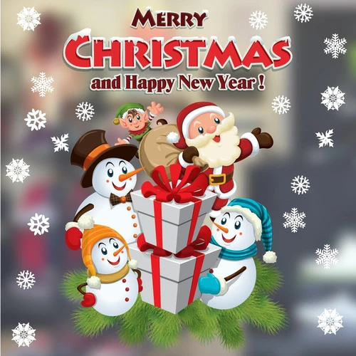 Decal trang trí ông già noel và những người bạn 3