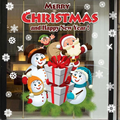 Decal trang trí ông già noel và những người bạn 3