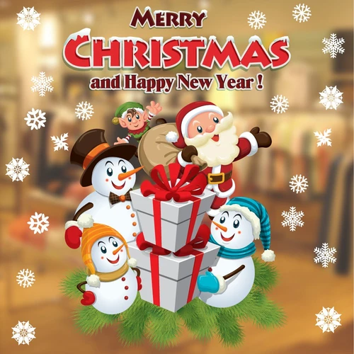 Decal trang trí ông già noel và những người bạn 3