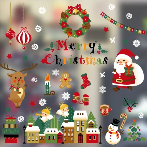 Decal trang trí ông già noel và tuần lộc