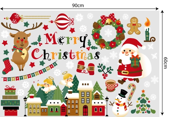 Decal trang trí ông già noel và tuần lộc