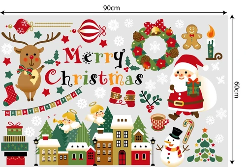 Decal trang trí ông già noel và tuần lộc