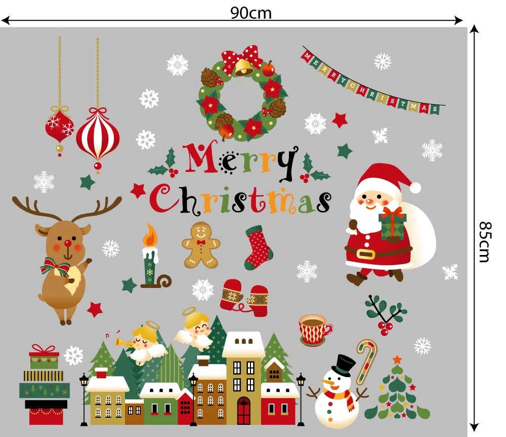 Decal trang trí ông già noel và tuần lộc