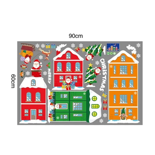 Decal 2 mặt trang trí noel thành phố sắc màu