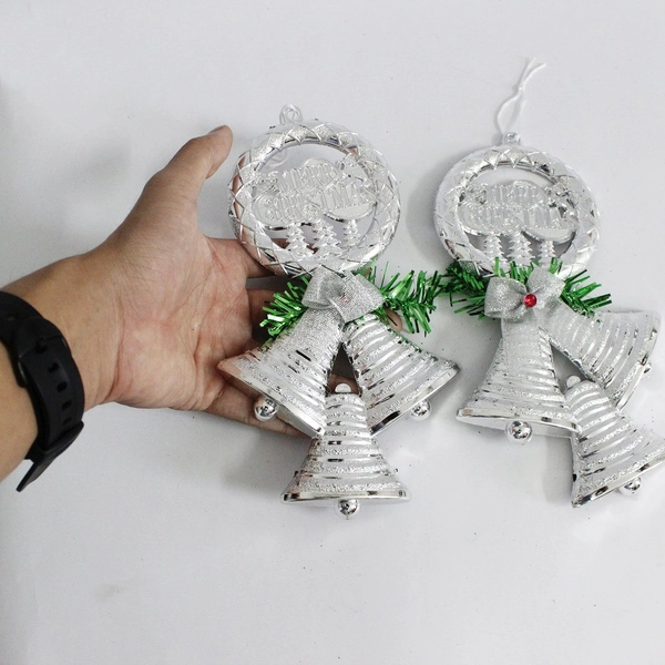 Set 2 vòng treo trang trí noel merry christmas kèm chuông