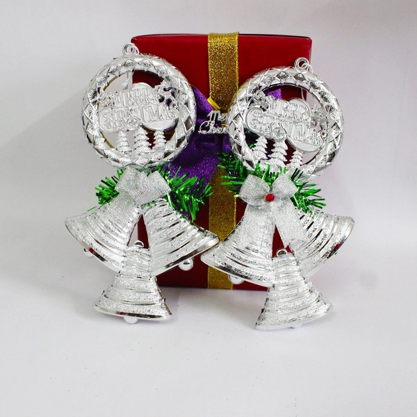 Set 2 vòng treo trang trí noel merry christmas kèm chuông