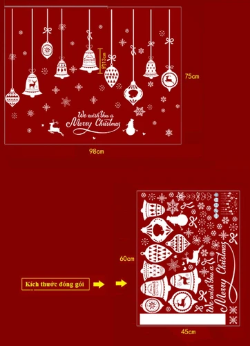 Decal trang trí noel dây treo we wish you a merry christmas