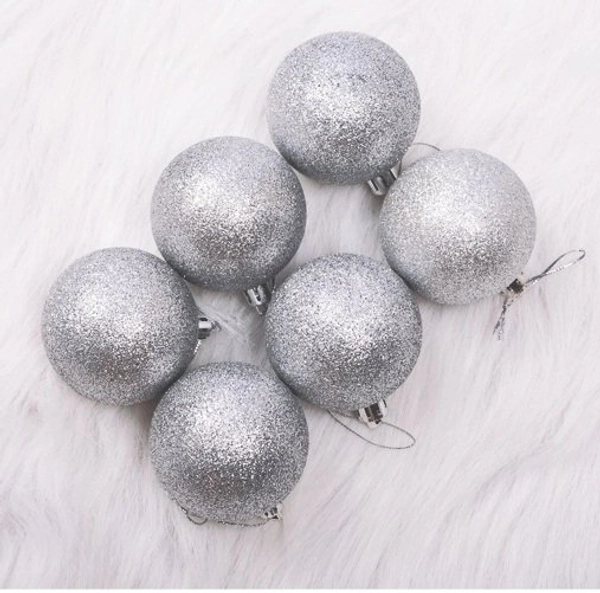 Đồ trang trí noel 6 quả châu kim tuyến nhiều màu