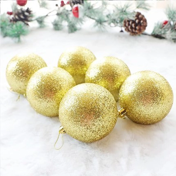 Đồ trang trí noel 6 quả châu kim tuyến nhiều màu