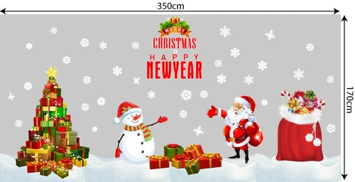 Decal trang trí combo cây thông đỏ và túi quà thần kỳ