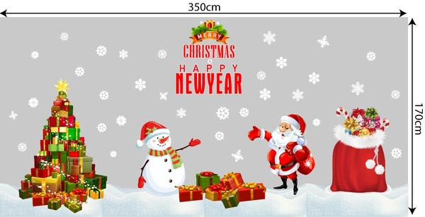 Decal trang trí combo cây thông đỏ và túi quà thần kỳ