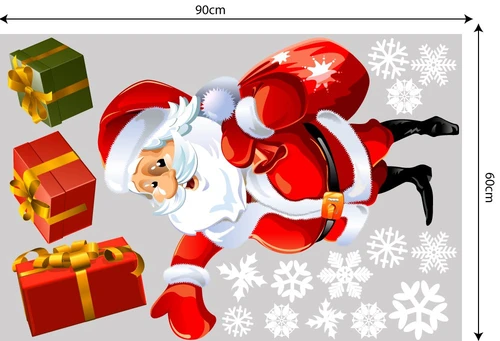 Decal trang trí combo cây thông đỏ và túi quà thần kỳ