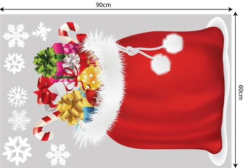 Decal trang trí combo cây thông đỏ và túi quà thần kỳ