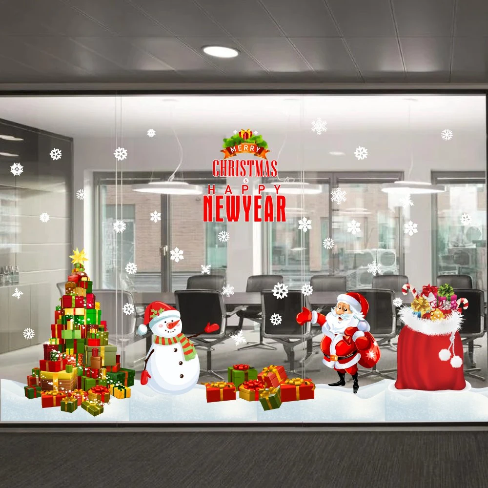 Decal trang trí combo cây thông đỏ và túi quà thần kỳ