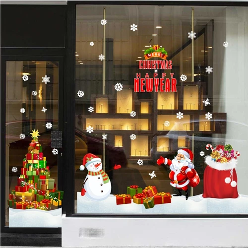 Decal trang trí combo cây thông đỏ và túi quà thần kỳ