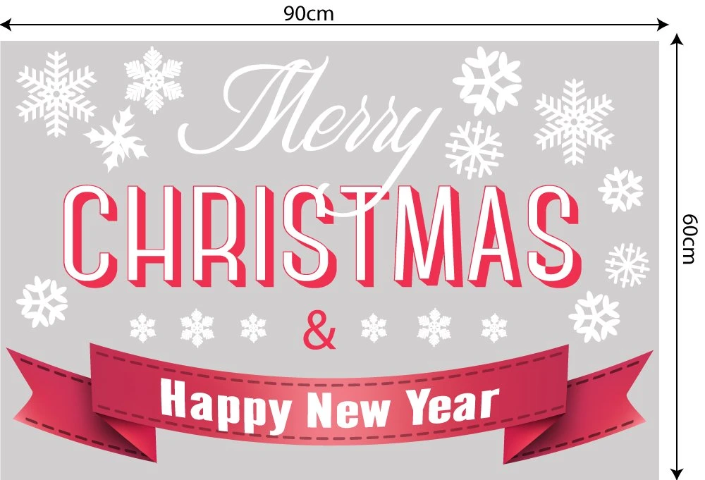 Decal trang trí combo cây thông xanh và ông già noel vui nhộn