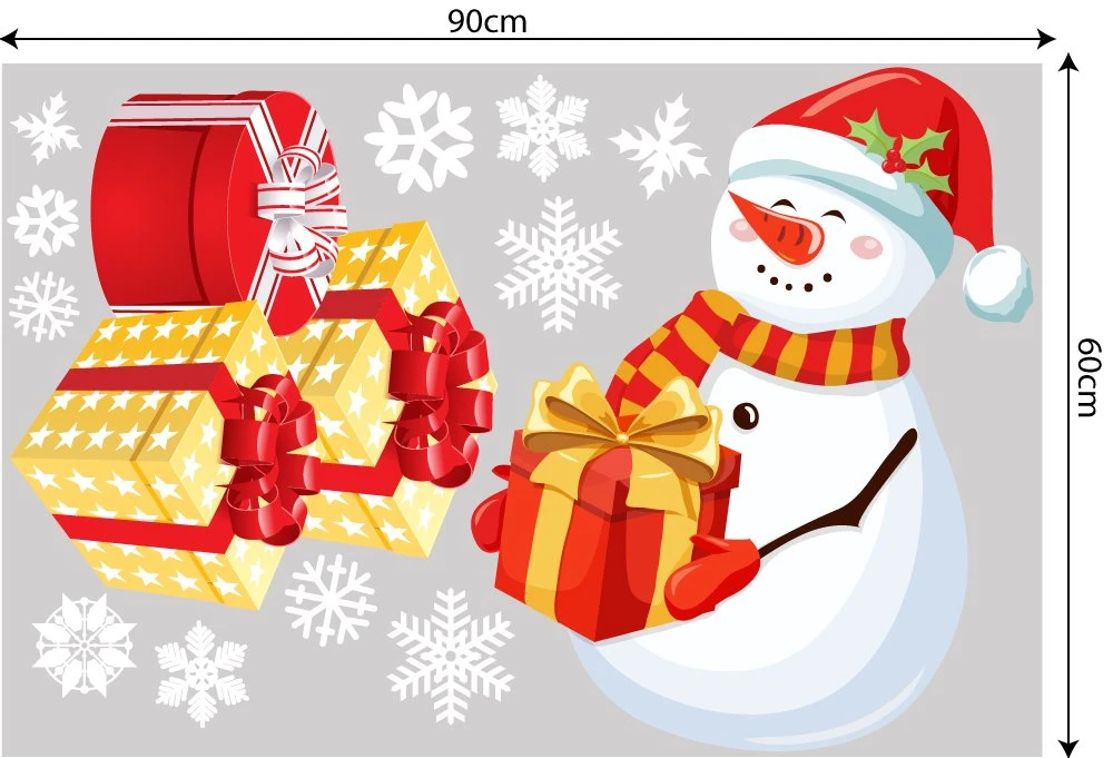 Decal trang trí combo cây thông xanh và ông già noel vui nhộn