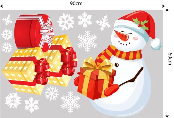 Decal trang trí combo cây thông xanh và ông già noel vui nhộn