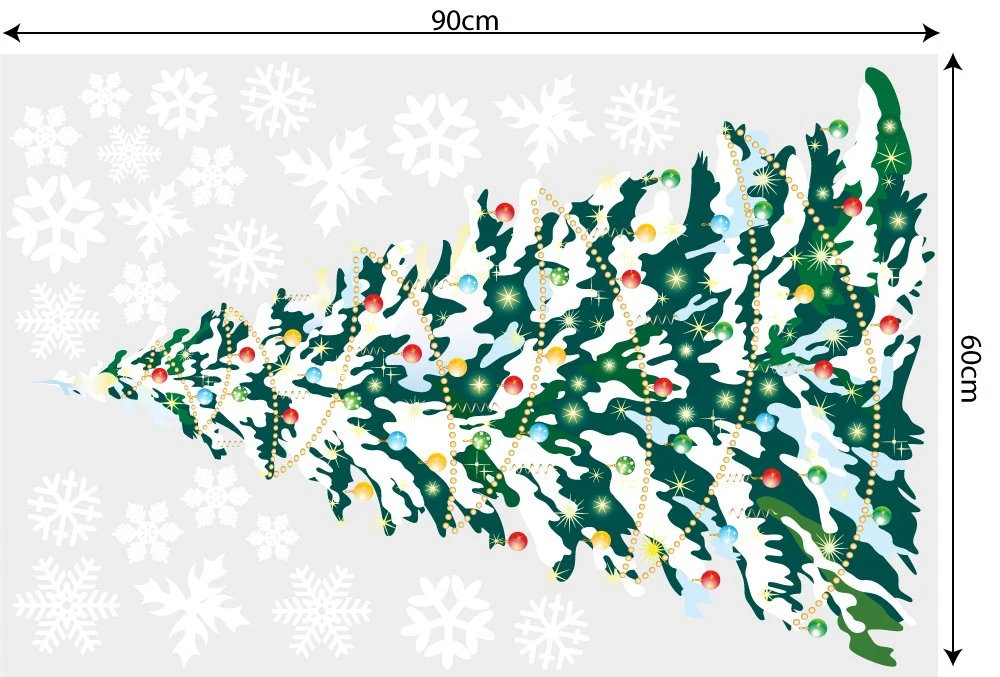 Decal trang trí combo merry Christmas và người tuyết