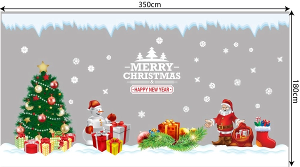 Decal trang trí combo ông già noel và cây thông xanh
