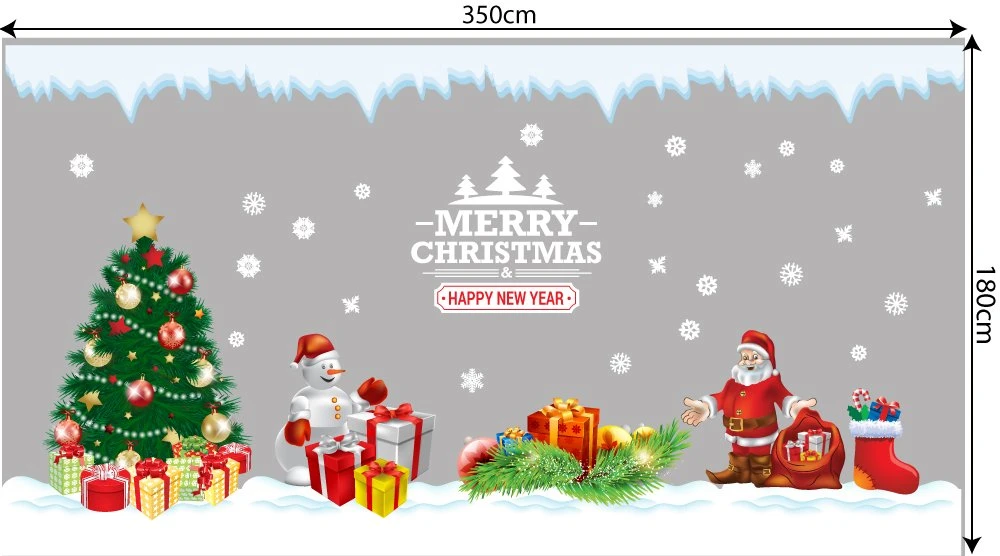 Decal trang trí combo ông già noel và cây thông xanh