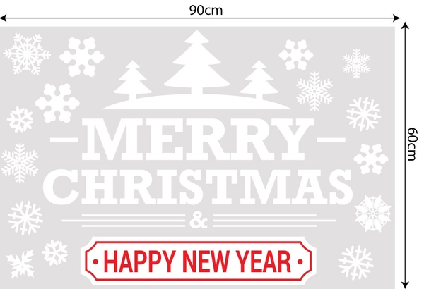 Decal trang trí combo ông già noel và cây thông xanh