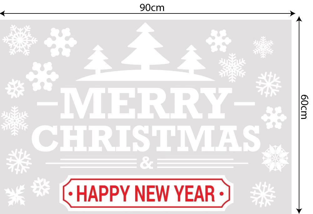 Decal trang trí combo ông già noel và cây thông xanh