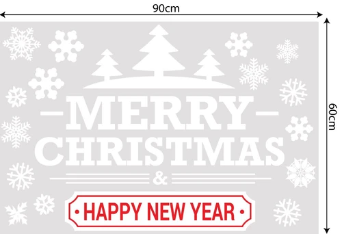 Decal trang trí combo ông già noel và cây thông xanh