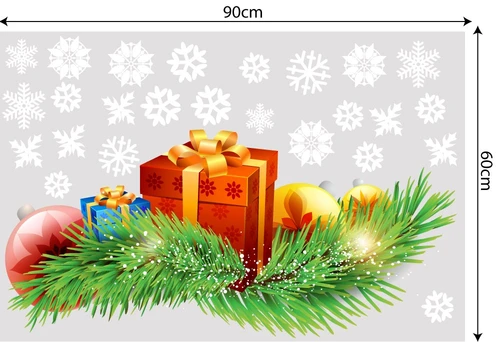 Decal trang trí combo ông già noel và cây thông xanh