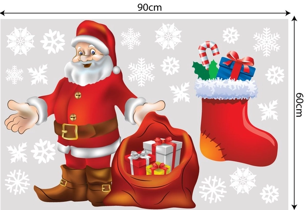 Decal trang trí combo ông già noel và cây thông xanh