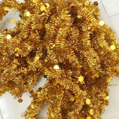 Dây kim tuyến vàng xoắn trang trí noel