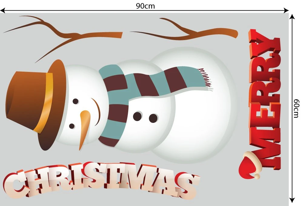 Decal dán tường Người tuyết đội nón (nền trắng đục).