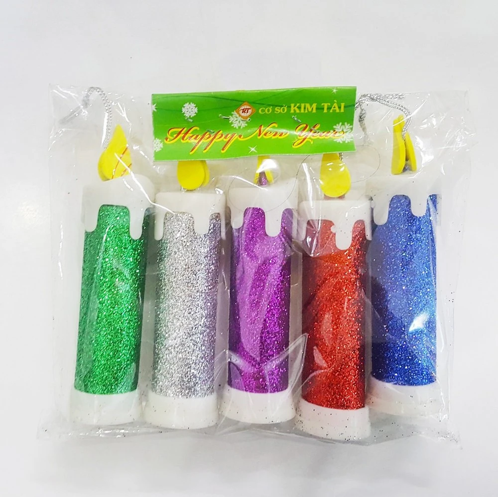 Đồ trang trí noel cây nến kim tuyến