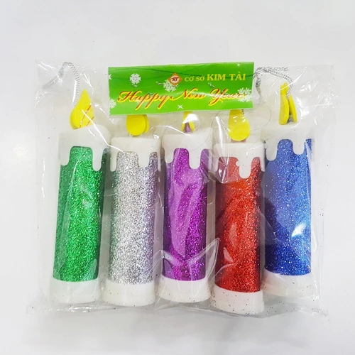 Đồ trang trí noel cây nến kim tuyến