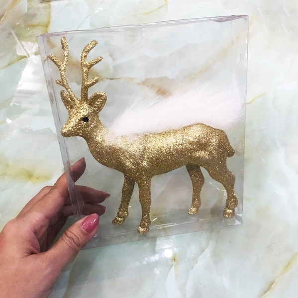 Mô hình tuần lộc mini vàng kim tuyến