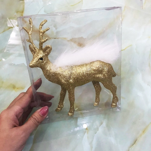 Mô hình tuần lộc mini vàng kim tuyến