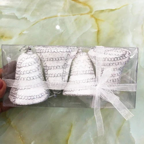 Đồ trang trí noel hộp 4 chuông đính kim tuyến