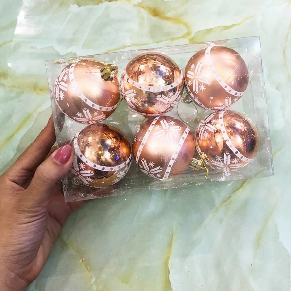 Đồ trang trí noel hộp châu họa tiết 6cm