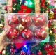 Đồ trang trí noel hộp quả châu đỏ bóng họa tiết size 8cm