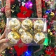 Hộp quả châu vàng 8cm họa tiết trang trí Noel