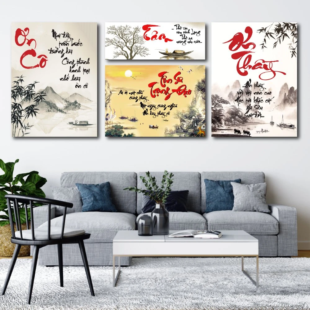 Tranh treo tường thư pháp nhớ ơn thầy cô mẫu 2