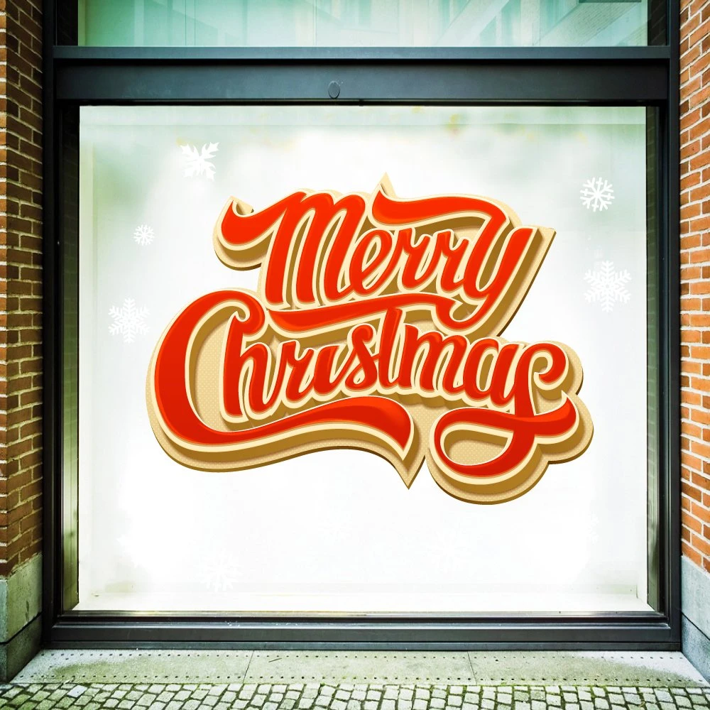 Decal trang trí merry christmas và bông tuyết 2