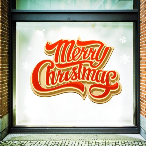 Decal trang trí merry christmas và bông tuyết 2