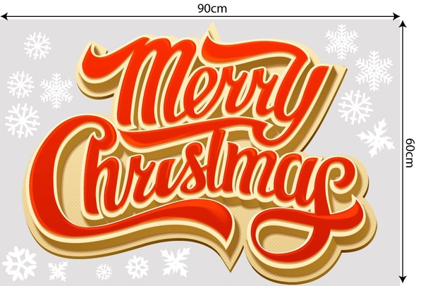 Decal trang trí merry christmas và bông tuyết 2